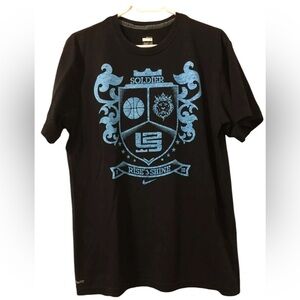 LEBRON JAMES NIKE SOLDIER “RISE AND SHINE” men's size Ig black Dri Fit tshirt